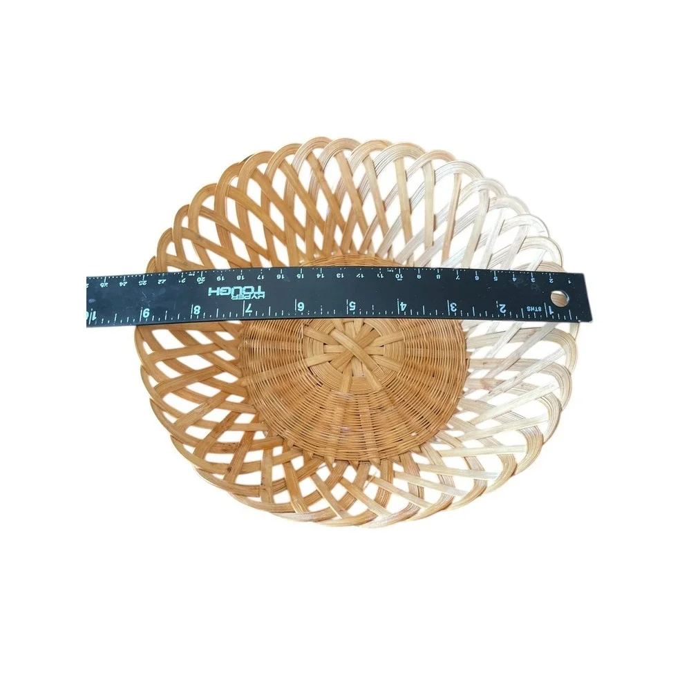 Vintage Round Woven Wicker Bread Basket Lot Of 2 Vintage Decor & Storage Cottage